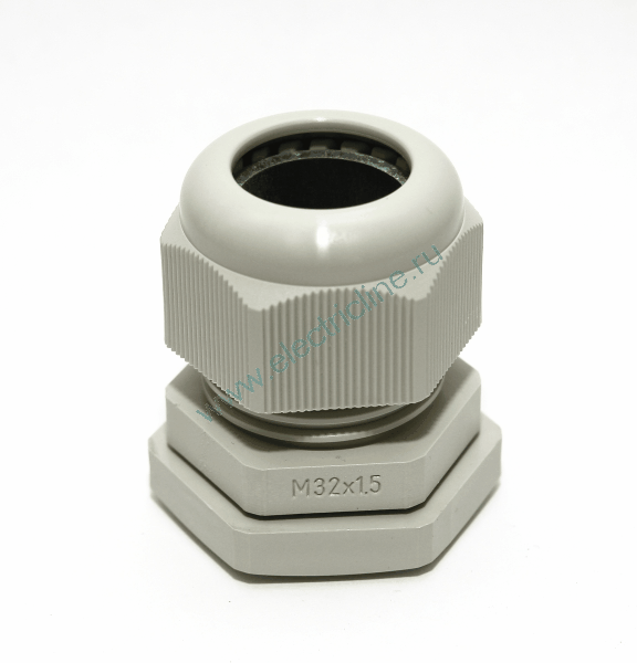 ASM32 - Сальник кабельный с контргайкой и разгрузкой натяжения, герметичная зона 14-21 мм, IP 66, M 32, цвет серый, стойкий к УФ